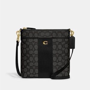 Coach Kitt Messenger/Crossbody Signature Bag Black and Gray